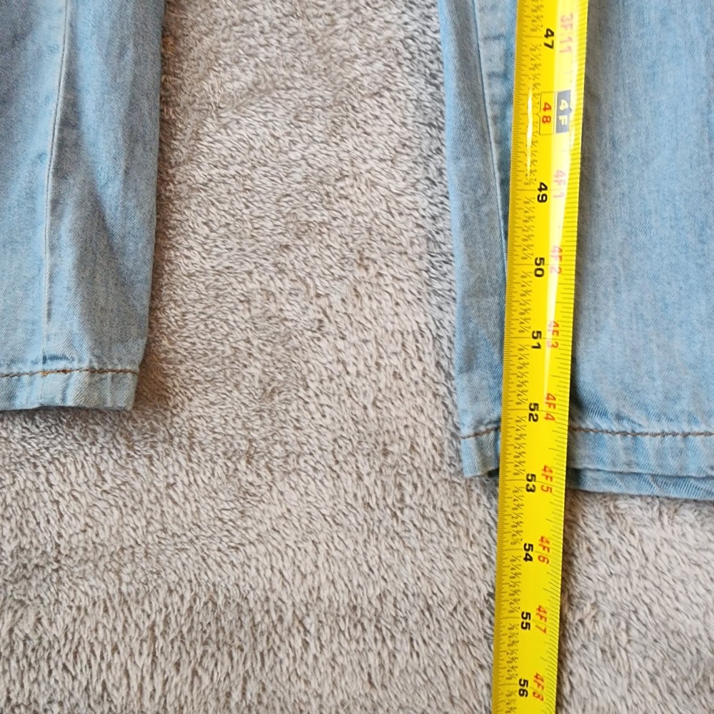 Taxi Jumpsuit Womens Large Light Blue Chambray Tie Front Wide Leg Sleeveless - Picture 6 of 8